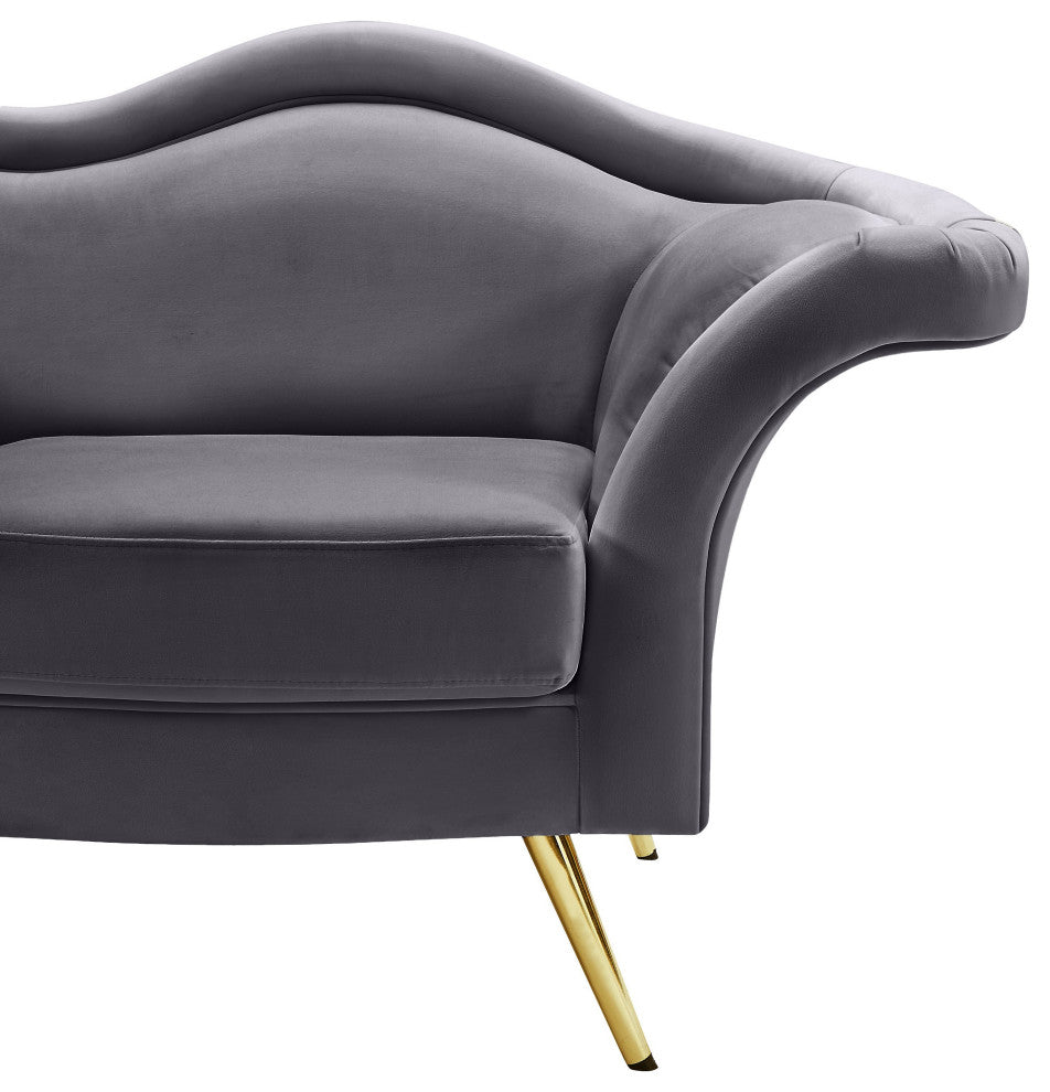 Lips Velvet Upholstered Sofa, Gray