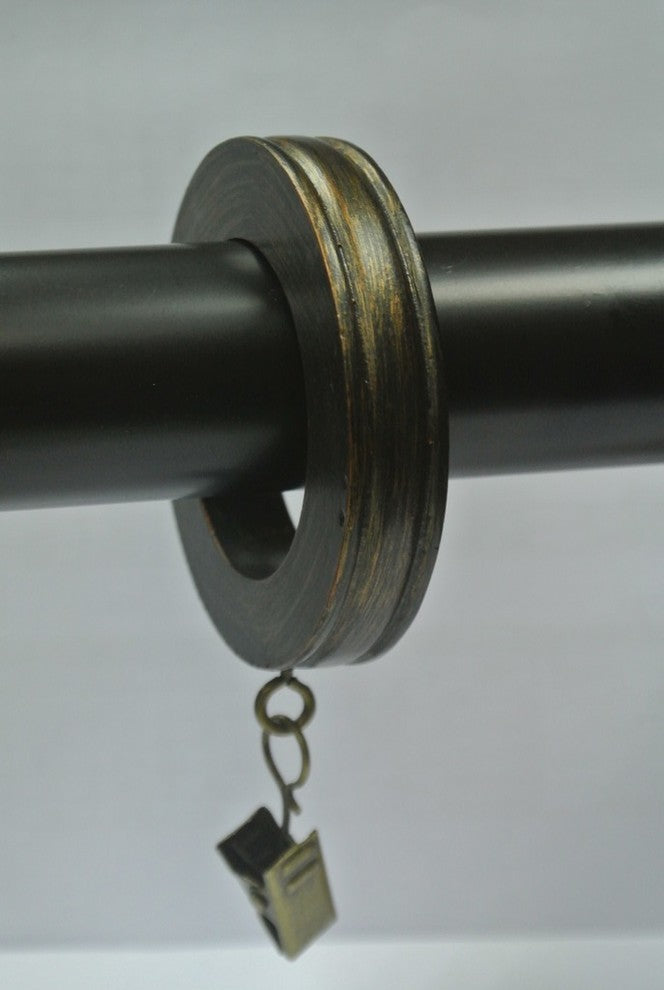 1 3/4" Banded Designer Curtain Rings, Burnt Gold, Set of 14