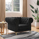 Inspired Home Ariadna Club Chair Button Tufted, Black Velvet