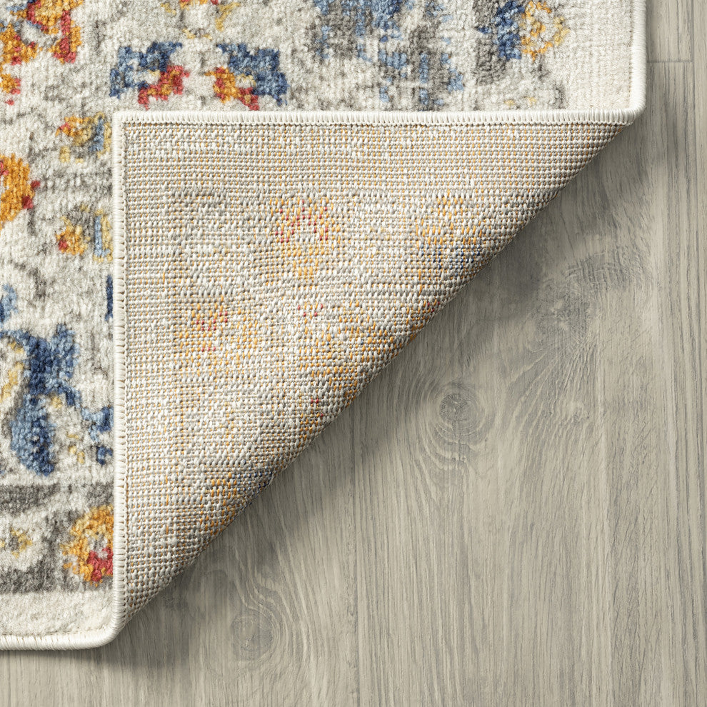 Adriana Transitional Oriental Area Rug, Cream & Gray, 8'10'' X 12'2''