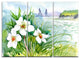 "Blooming Flowers on Summer River" Metal Wall Art, 3 Panels, 36"x28"