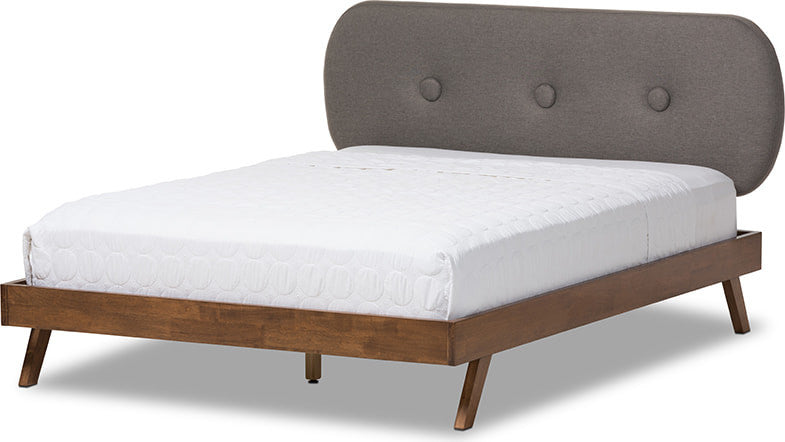 Baxton Studio Penelope Gray Fabric Upholstered Queen Size Platform Bed