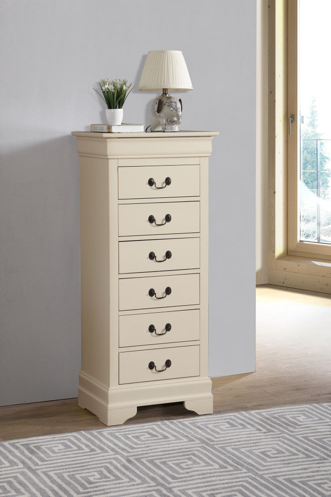 Louis Phillipe Beige 7 Drawer Chest of Drawers (22 in L. X 16 in W. X 51 in H.)