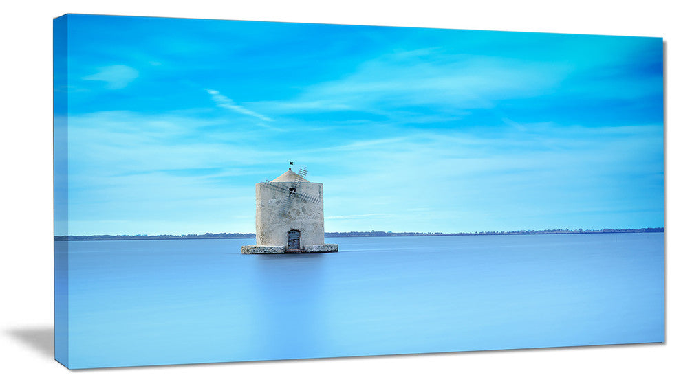 "Old Spanish Windmill in Blue Lagoon" Seashore Wall Art, 40"x20"