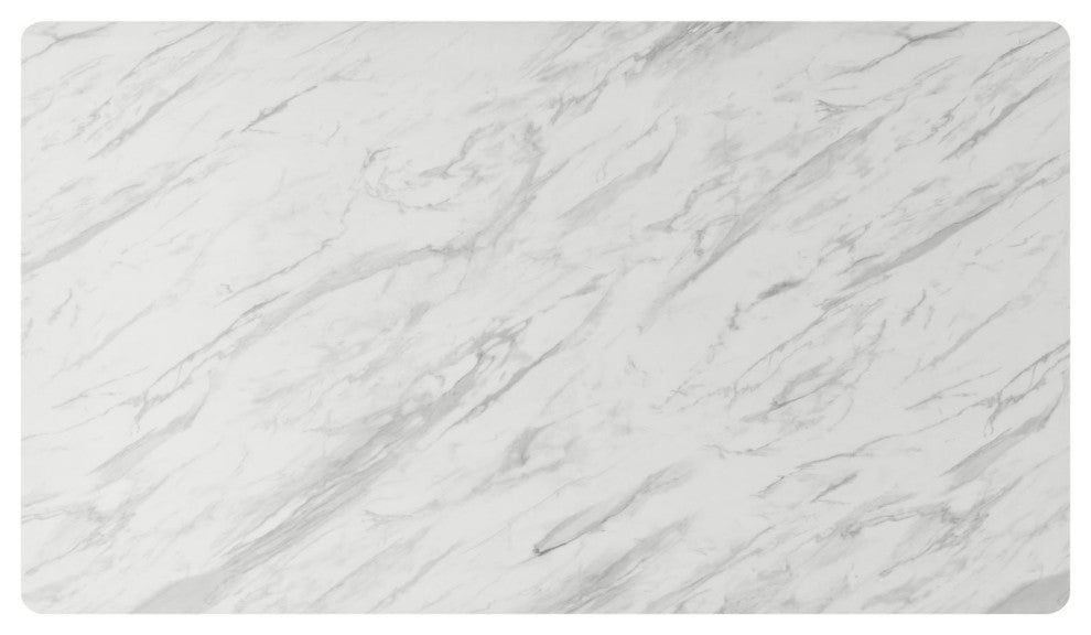 63" Rectangular Performance Artificial Marble Dining Table Black White