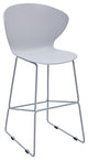 Midcentury Polypropylene Counter Stool, Metal Legs, Set of 2, Light Gray, 26''
