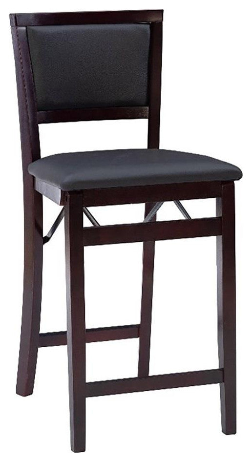 Pemberly Row Wood Bar Stool Chair in Merlot - Square Seat & Footrest & Backrest