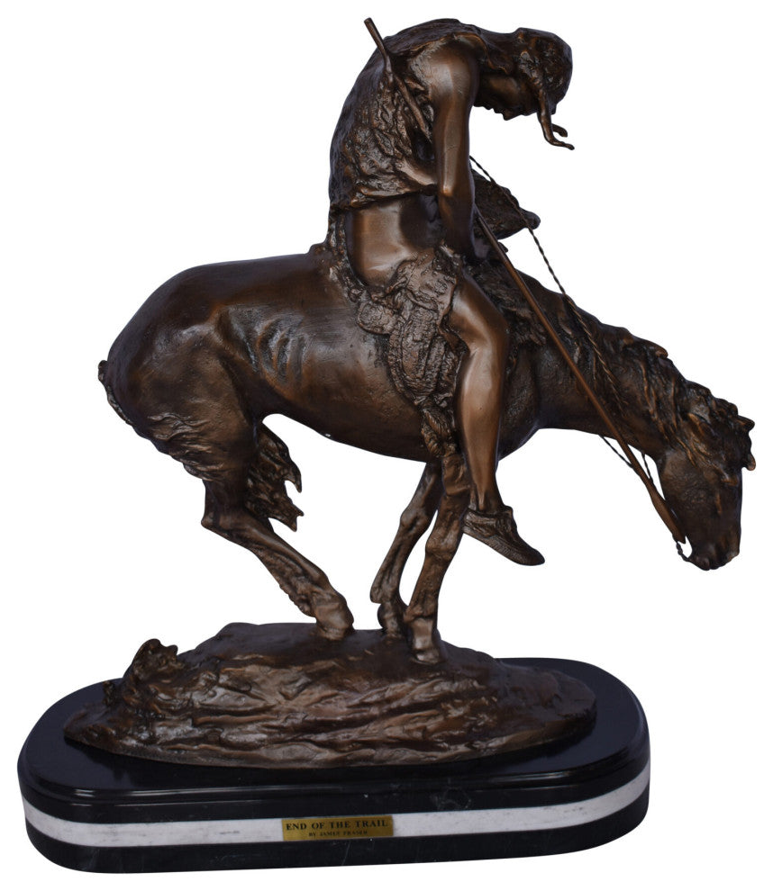 End of The Trail, a James Fraser Replica Bronze Statue - Size: 7"L x 20"W x 21
