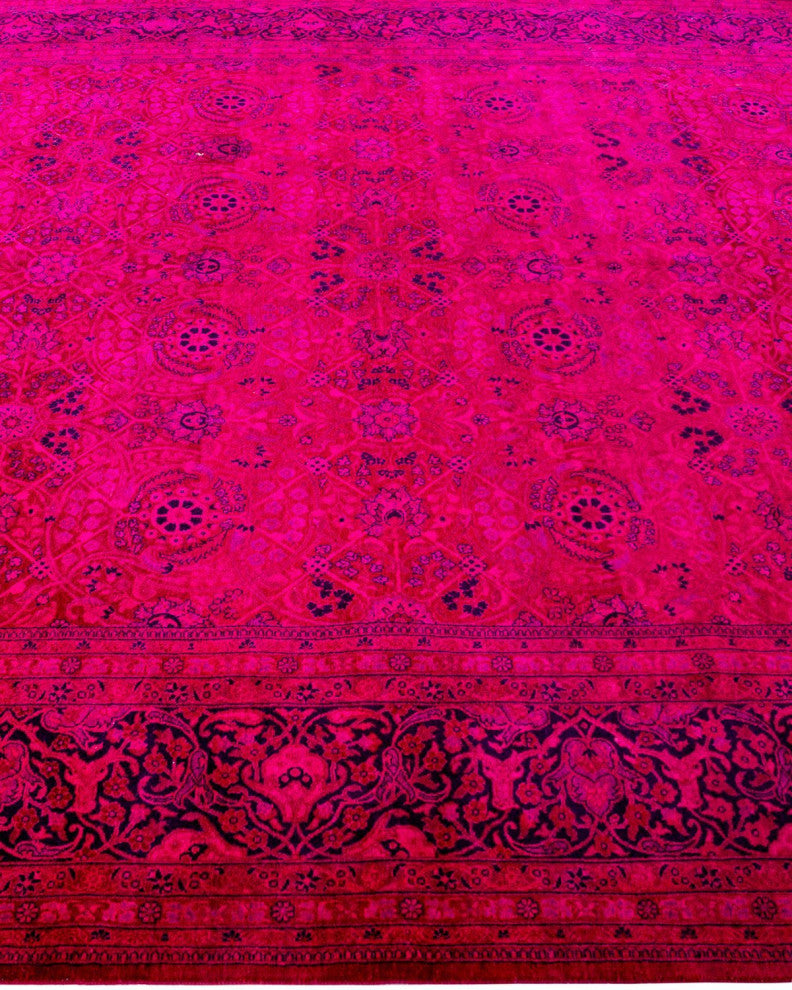 Overdyed, One-of-a-Kind Hand-Knotted Area Rug Pink, 8'1"x14'1"