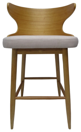 GDF Studio Truda Mid Century Modern Fabric Barstools, Set of 2, Light Beige/Natural