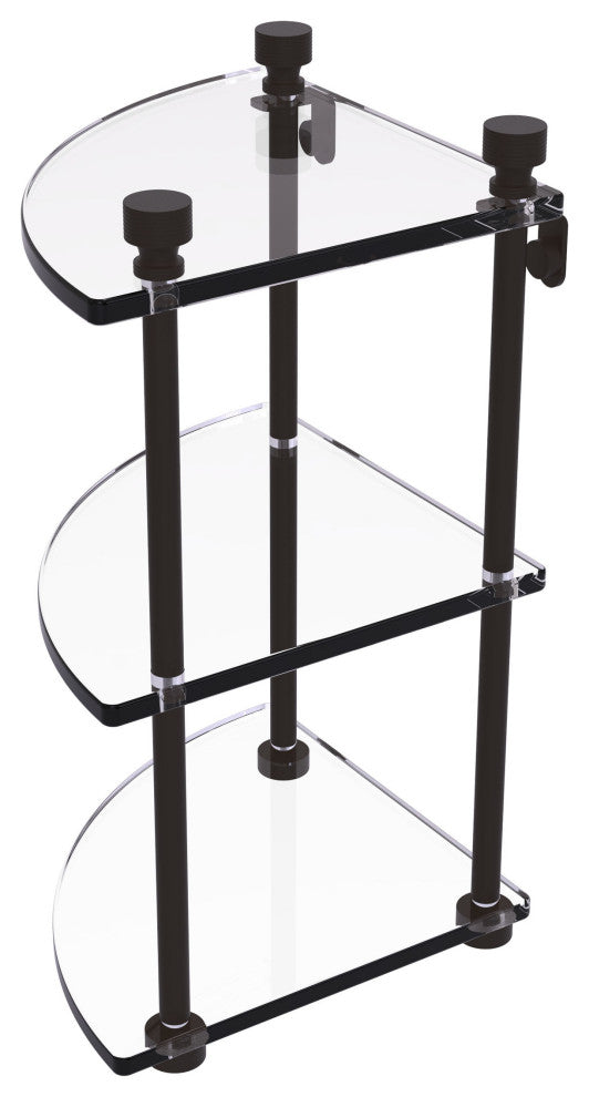 Foxtrot Three Tier Corner Glass Shelf, Oil Rubbed Bronze