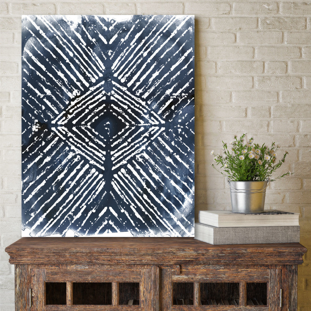 "Indigo Ink Motif IV" Gallery-Wrapped Canvas Wall Art, 16"x20"