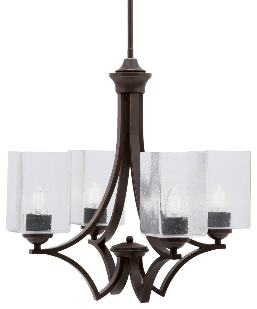 Zilo Uplight, 4 Light, Chandelier, Dark Granite Finish, 4" Clear Bubble Glass