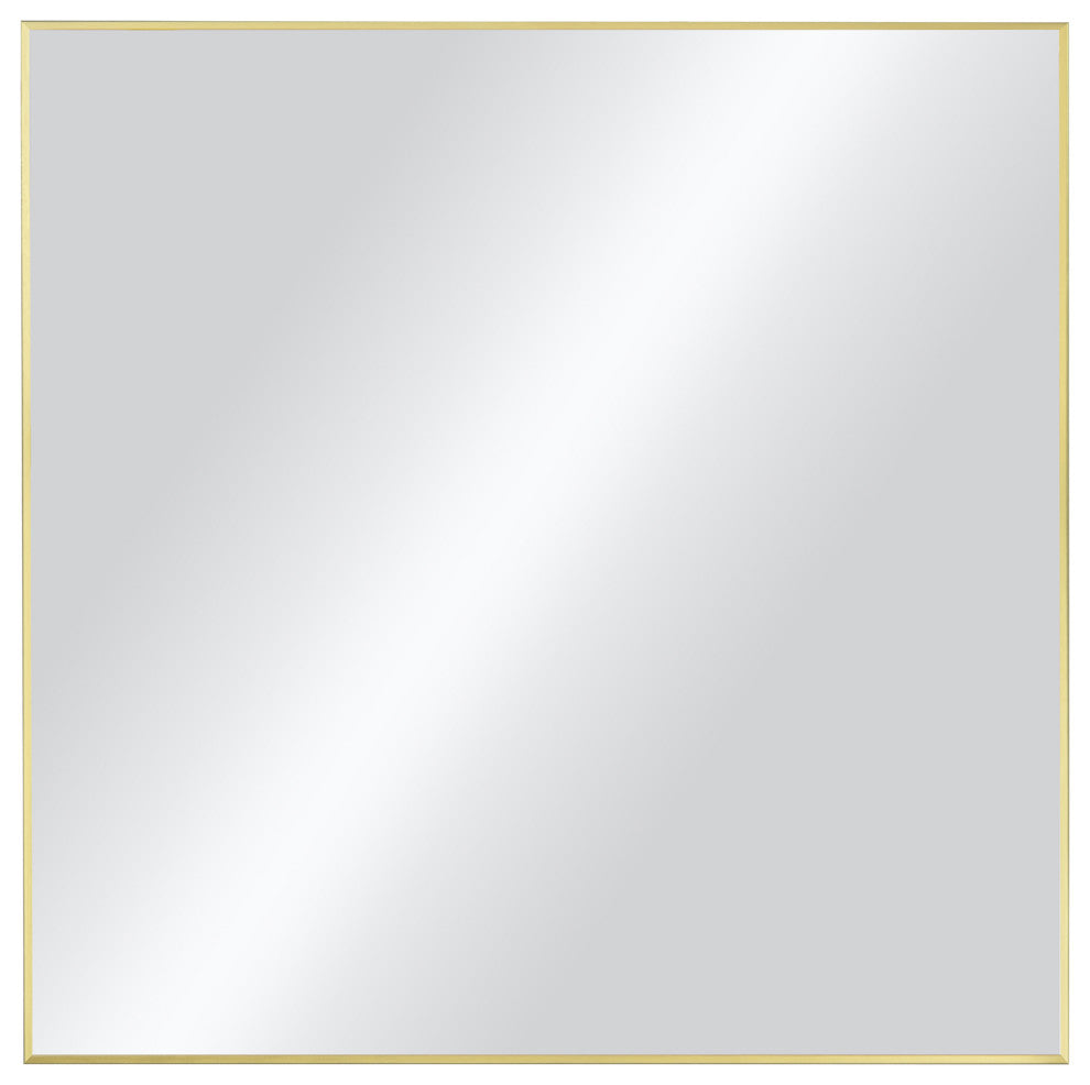 36"x36" Shatterproof Wall Mount Metal Frame Mirror, FM1-3636, Brushed Gold