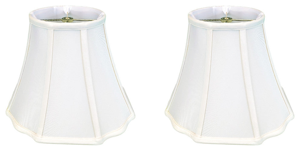 Royal Designs Flare Bottom Outside Corner Scalloped Basic Lamp Shade, Beige, Whi