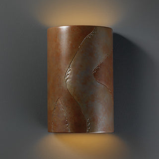 Ambiance,Cylinder, Open Top/Bottom, Wall Sconce, Tierra Red