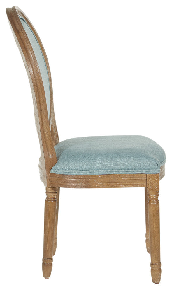 Lillian Oval Back Chair, Klein Sea Fabric With Brushed Frame