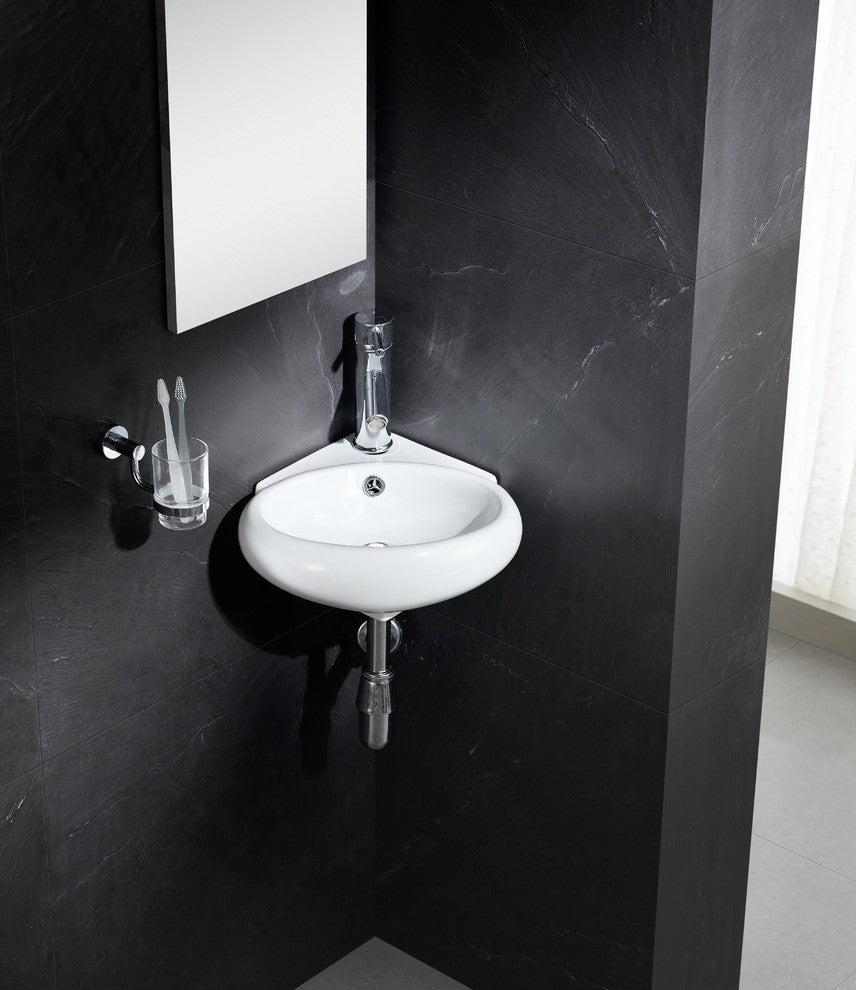 Fine Fixtures White Vitreous China Round Corner Wall Hung Sink