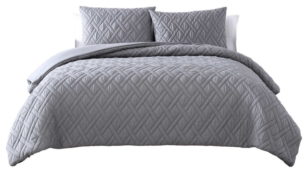 The Nesting Company Larch 3 Piece Comforter Set - Queen - Gray