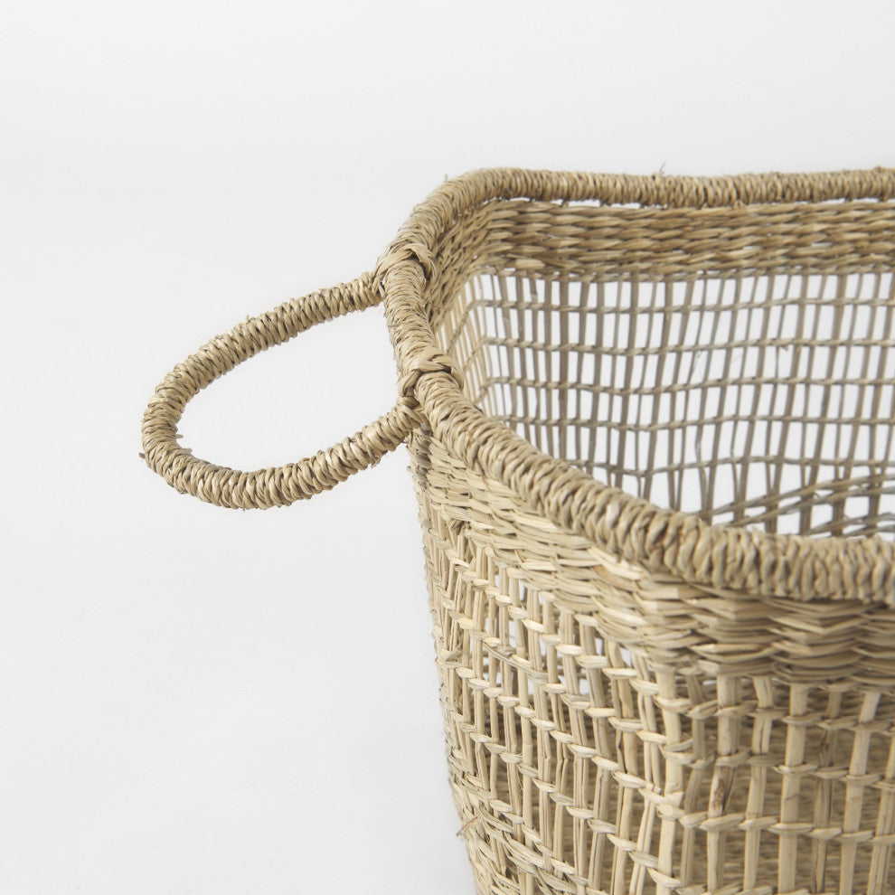 Set of Two Brown Wicker Storage Baskets