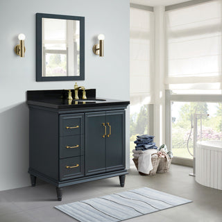 37" Single Vanity, Dark Gray Finish With Black Galaxy
