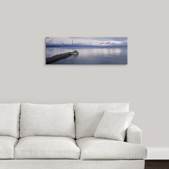 "Pier on the water, Lake Tahoe, California" Canvas Art, 36"x12"x1.25"