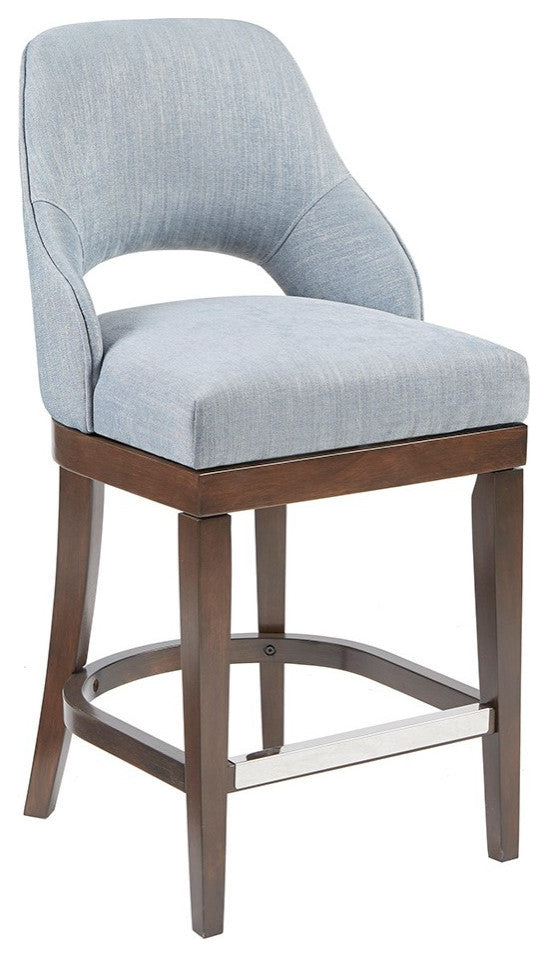 Madison Park Counter Stool Swivel Seat Upholstered Height Bar Stool, Blue