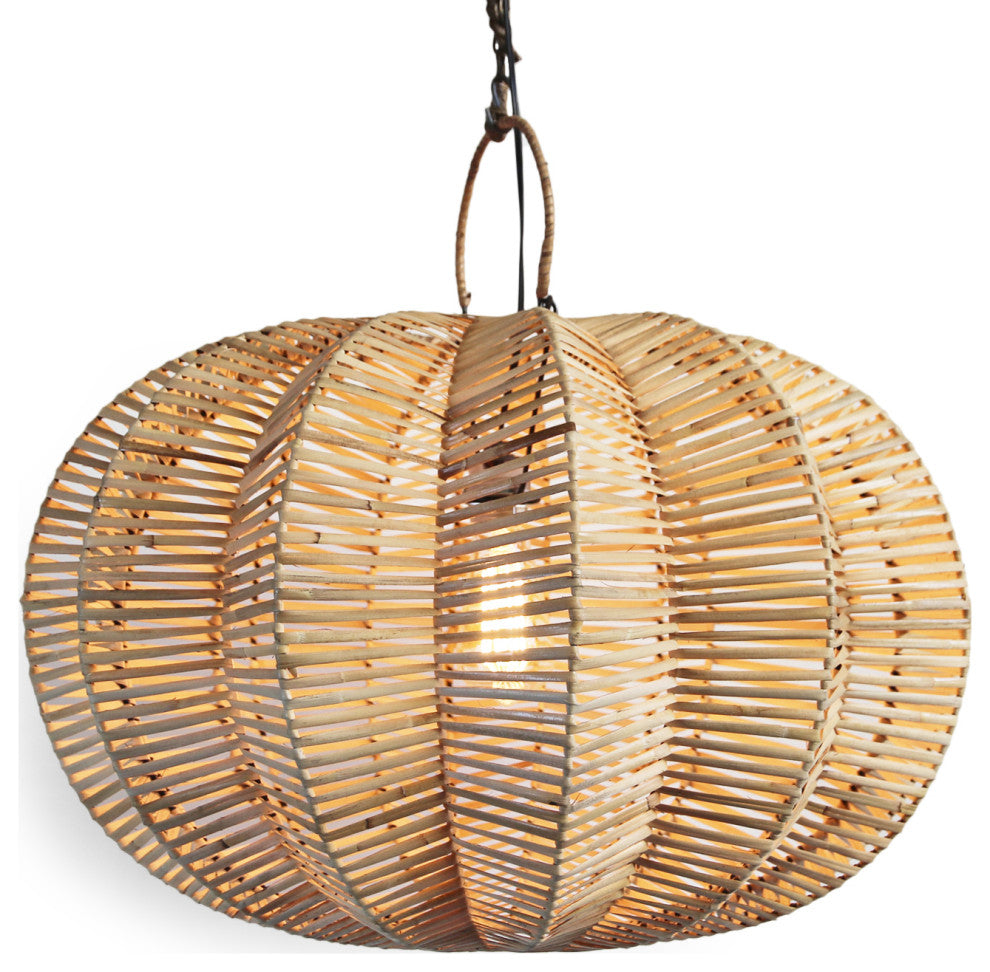 Split Raw Rattan Pumpkin Lantern, 24"