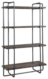 Uttermost 24970 Stilo 49-1/2"W 4 Shelf Display Shelf - Brushed Pewter / Natural