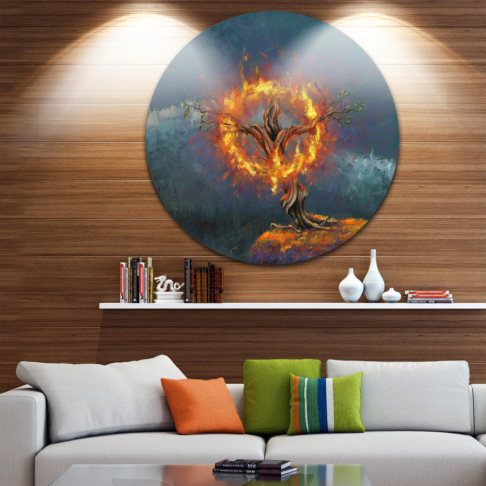God In The Burning Bush, Landscape Disc Metal Artwork, 36"