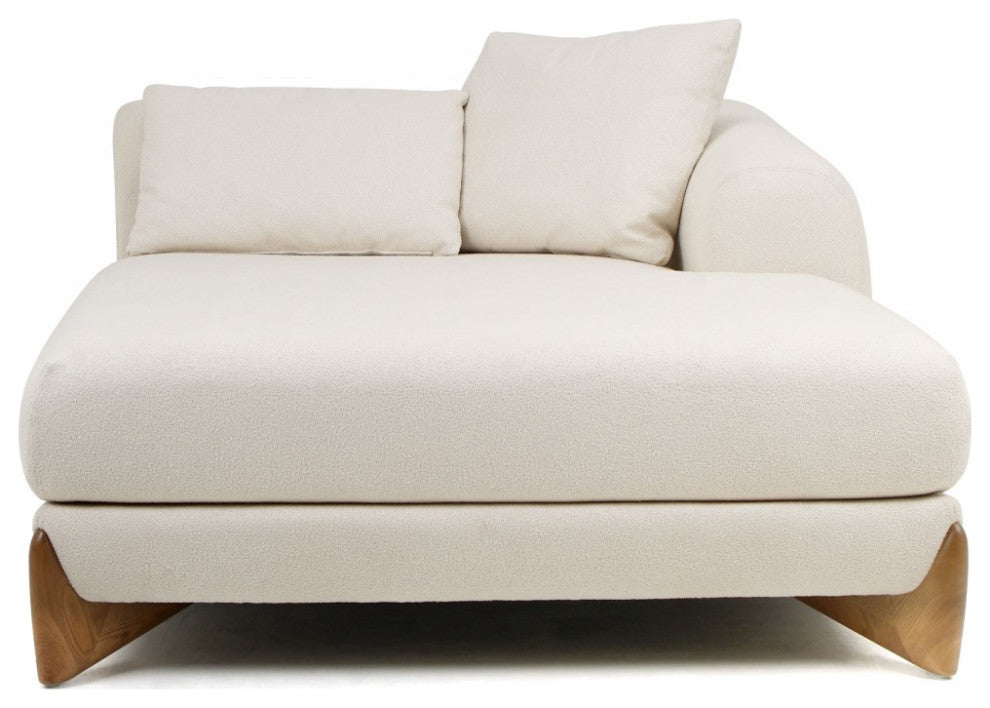 Modrest Fleury Contemporary Cream Fabric and Walnut RAF Sectional Sofa