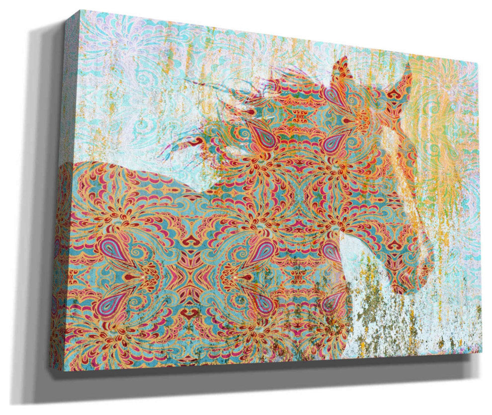 Epic Graffiti 'Pattern Horse' by Irena Orlov, Giclee Canvas Wall Art, 16"x12"