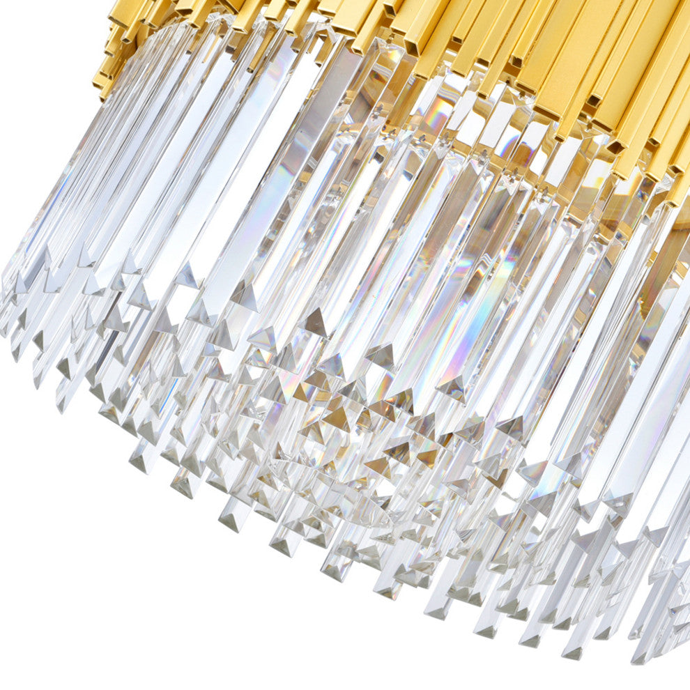 Deco 7 Light Down Chandelier With Medallion Gold Finish