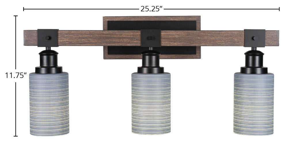 Tacoma 3-Light Bath Bar, Gray Matrix