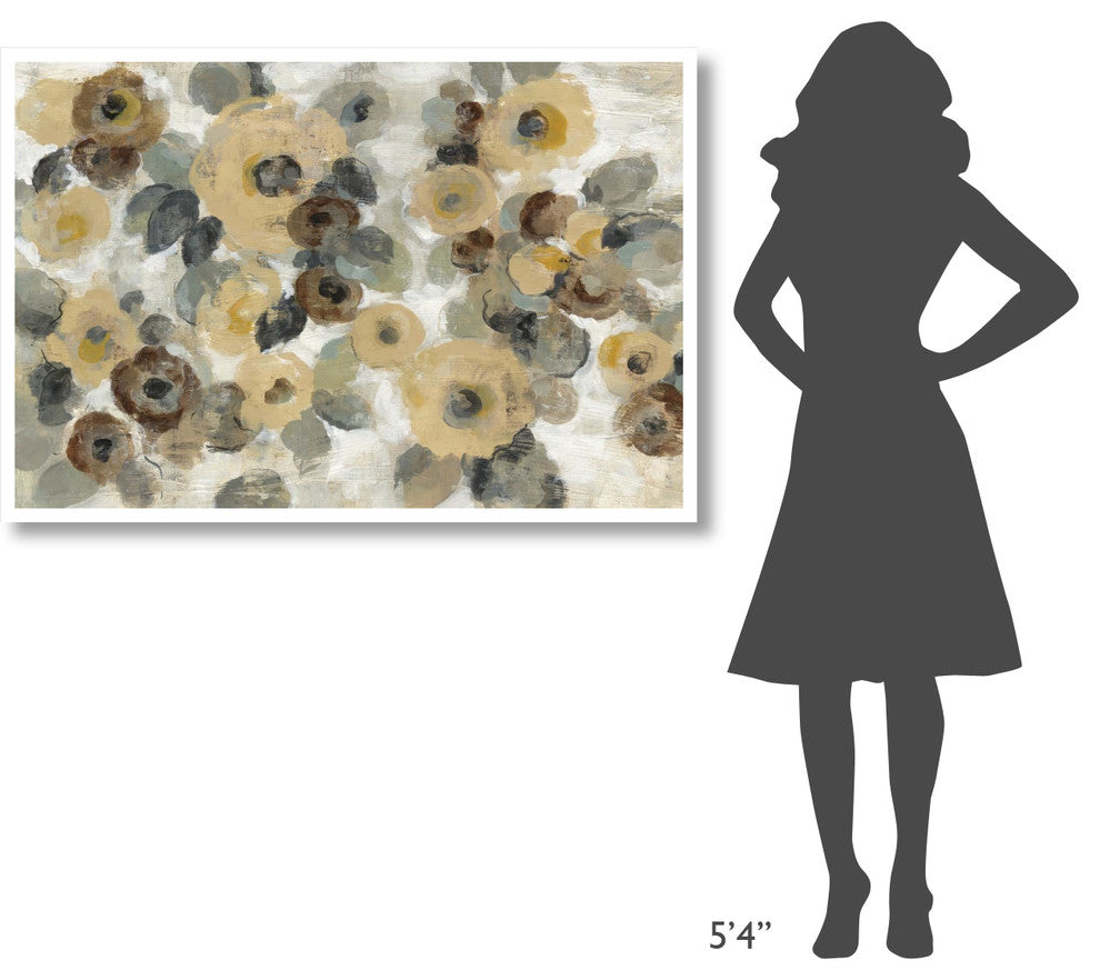 "Neutral Floral Beige I" Digital Paper Print by Silvia Vassileva, 50"x34"