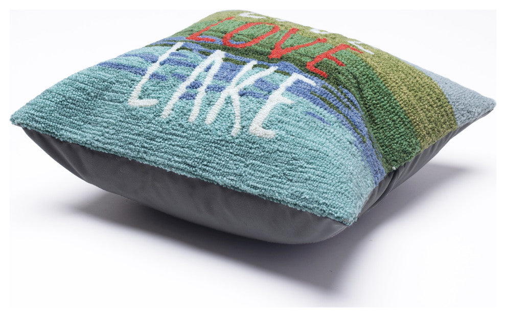 Frontporch Live Love Lake Indoor/Outdoor Pillow, Water, 18"x18"