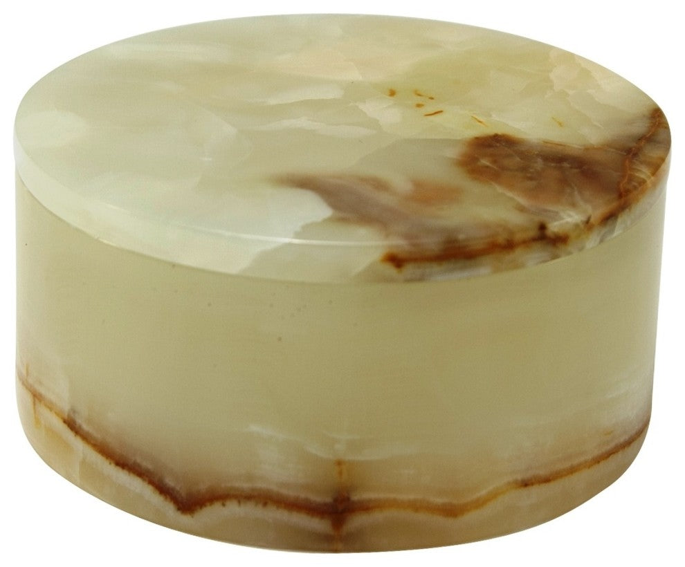 Eirenne Collection Light Green Onyx 5" Circular Keepsake Box