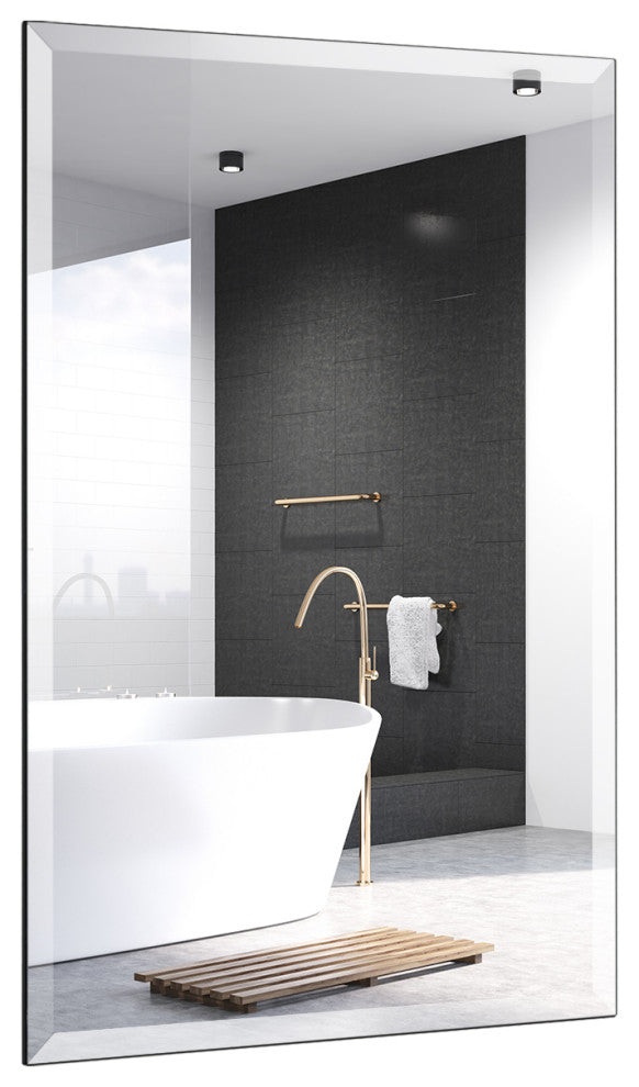 24''X36''Rectangle Mirror Wall Mounted Bathroom Beveled Silver Mirror Frameless