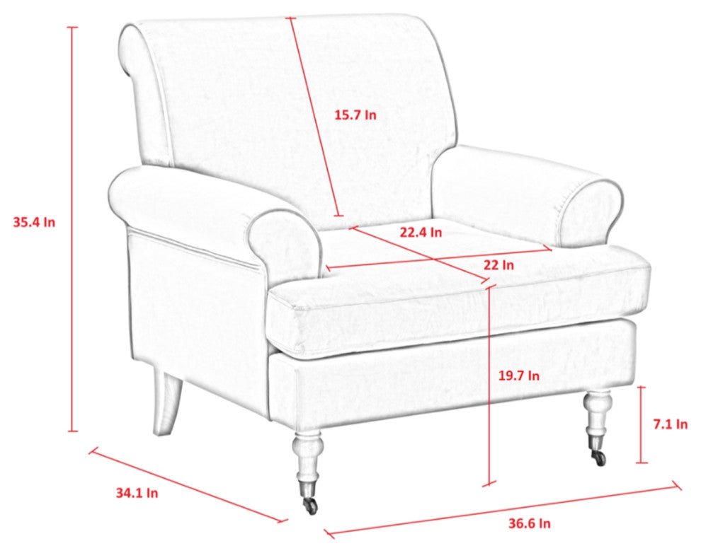 Rustic Manor Donna Accent Chair Saber Back Leg, Velvet, Gray