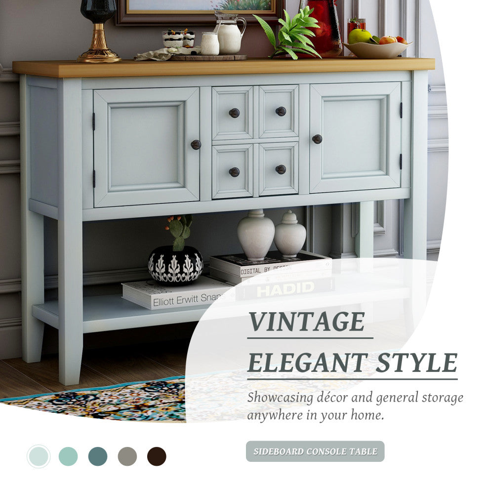 TATEUS 46" Console Table Buffet Sideboard Storage Drawers Cabinets Sofa Tables, Lime White