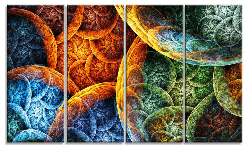 Vibrant Colorful Clouds, Abstract Canvas Art Print, 48"x28", 4 Panels