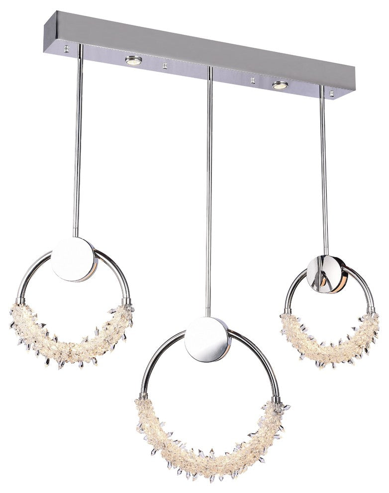 Three-Circle Crystal Chandelier, Chrome