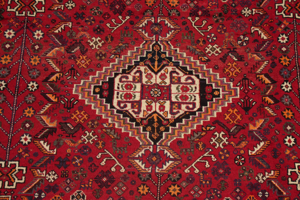 Consigned, Persian Antique Oriental Traditional Hand-Knotted Area Rug, Red, 7x9