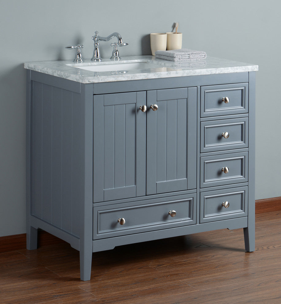 New Yorker 36" Gray Single Sink Bathroom Vanity
