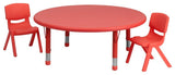 45'' Round Red Plastic Height Adjustable Activity Table Set