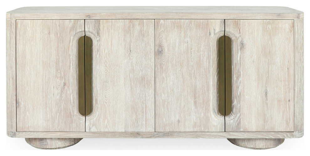 Tiber 74" Oak Veneer Buffet Sideboard, Whitewashed