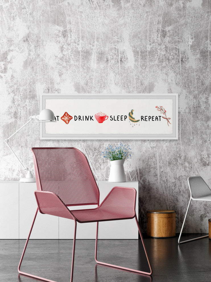"Eat Drink and Sleep" Framed Painting Print, 45x15