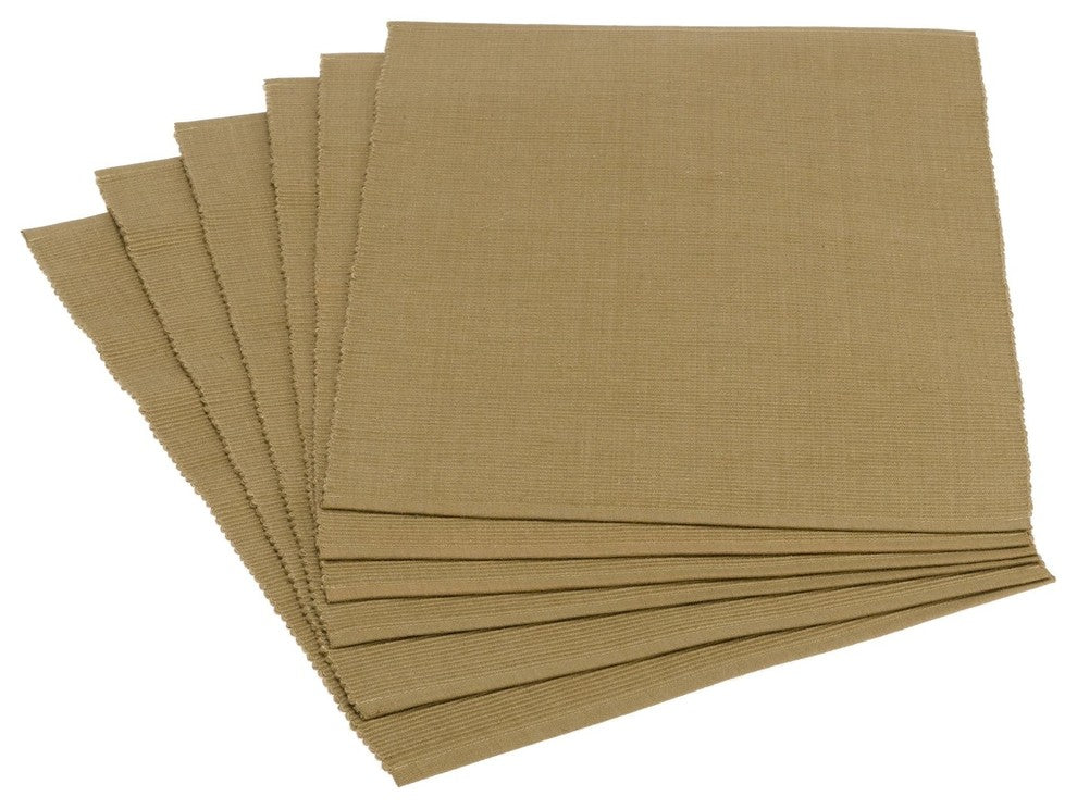 Ribbed Placemats, Set of 6, Taupe