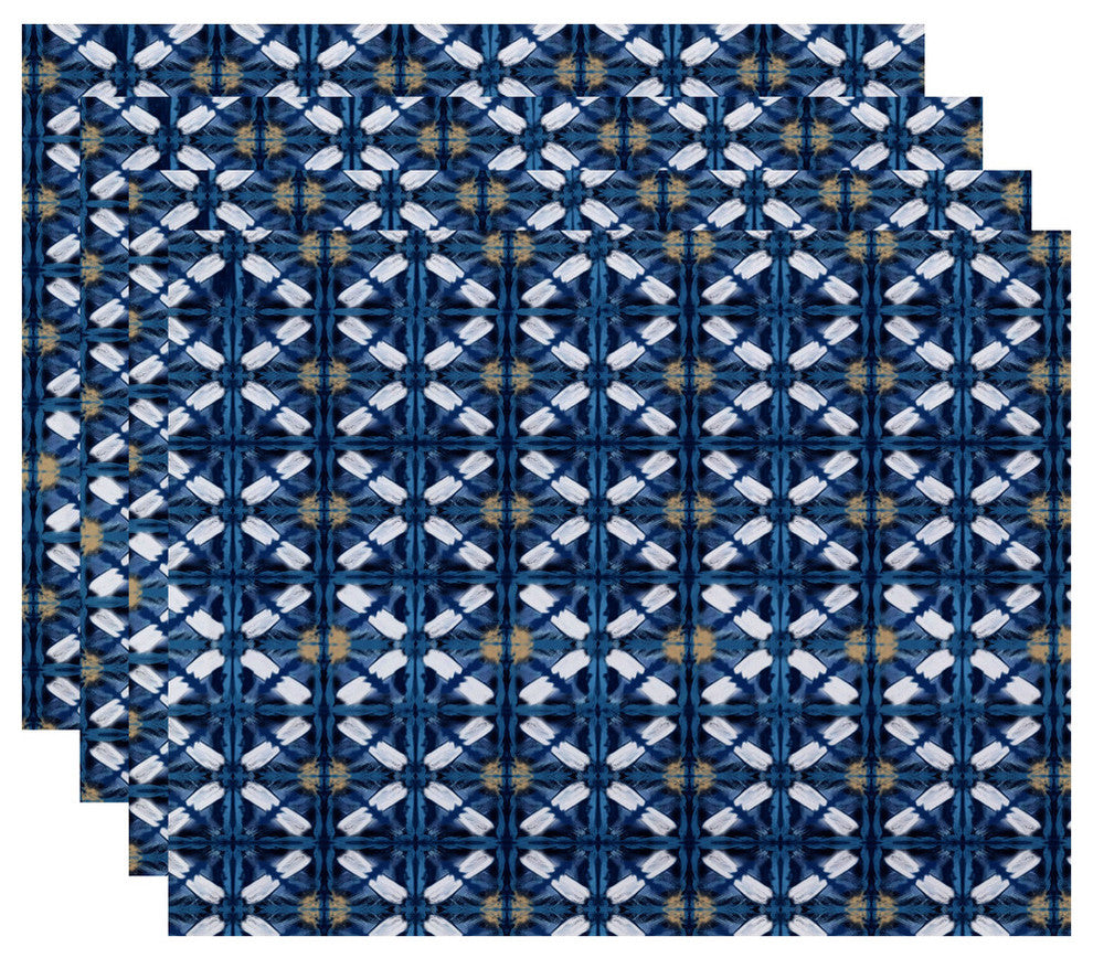 Beach Tile, Geometric Print Placemat, Set of 4, Blue