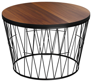 Round Coffee Table, Geometric Metal Base